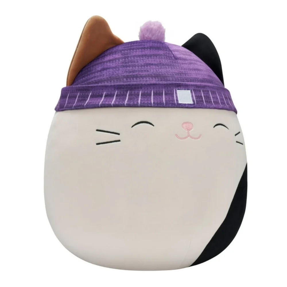 Authentic Squishmallow Plush Cat Toy with Purple Hat